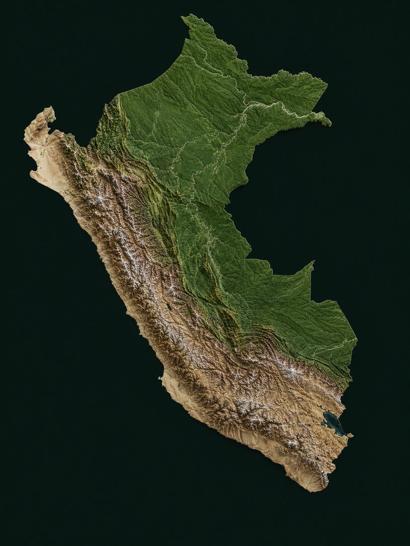 Mapa de relieve del Perú